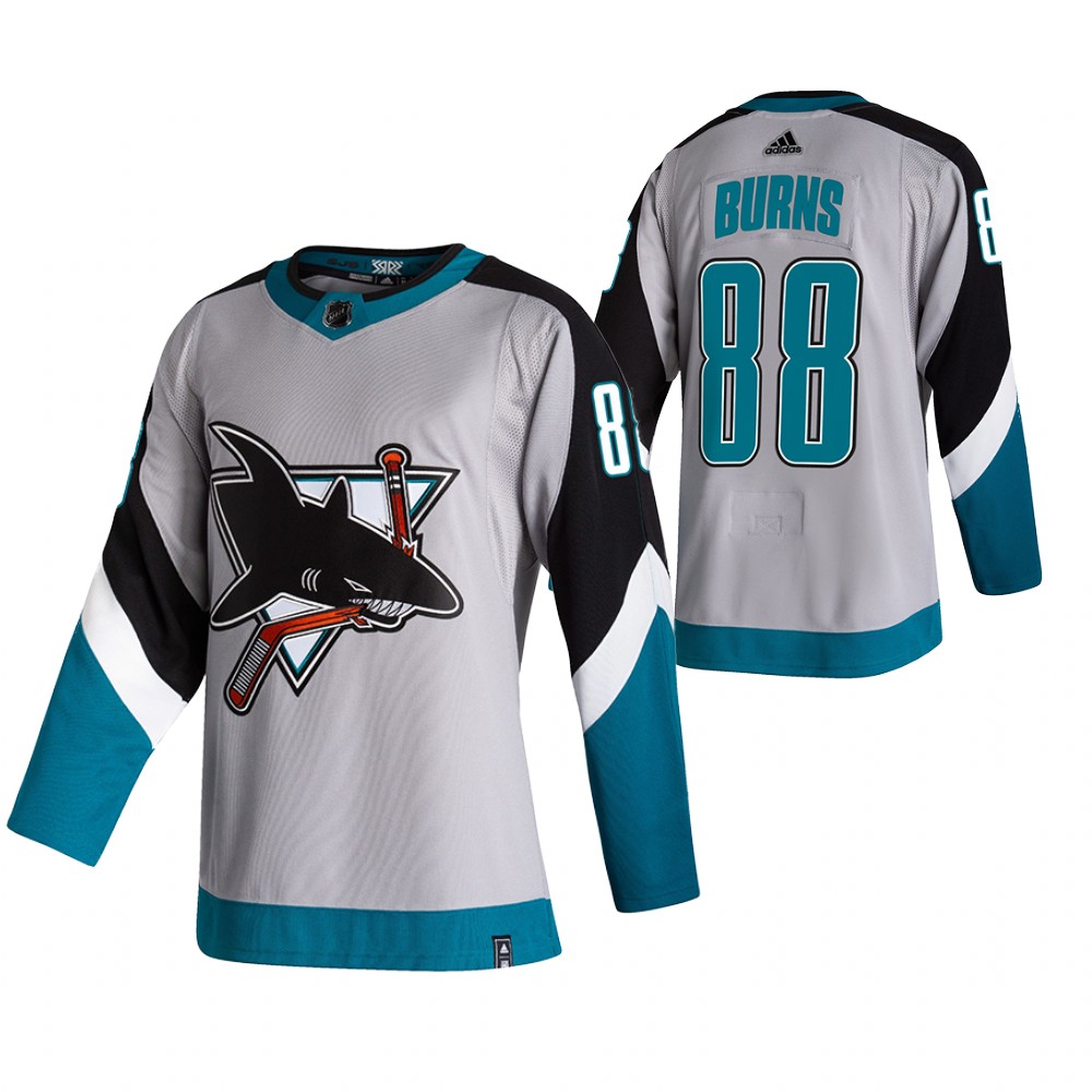 2021 Adidias San Jose Sharks #88 Brent Burns Grey Men  Reverse Retro Alternate NHL Jersey->san jose sharks->NHL Jersey